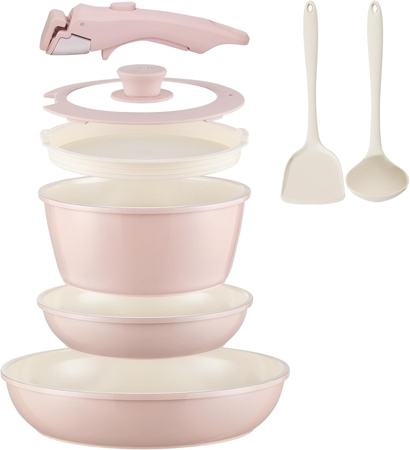 23Pcs Nonstick Ceramic Cookware Set with Detachable Handle