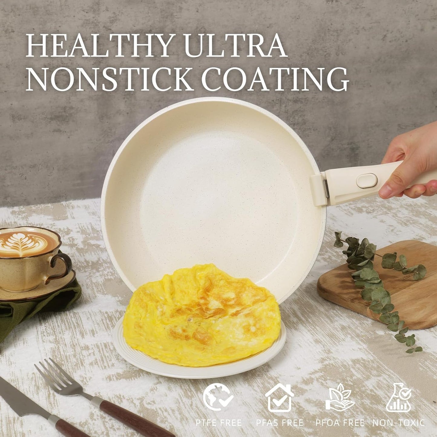 23Pcs Nonstick Ceramic Cookware Set with Detachable Handle