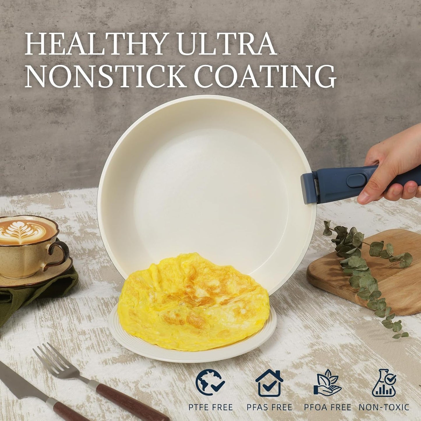 23Pcs Nonstick Ceramic Cookware Set with Detachable Handle