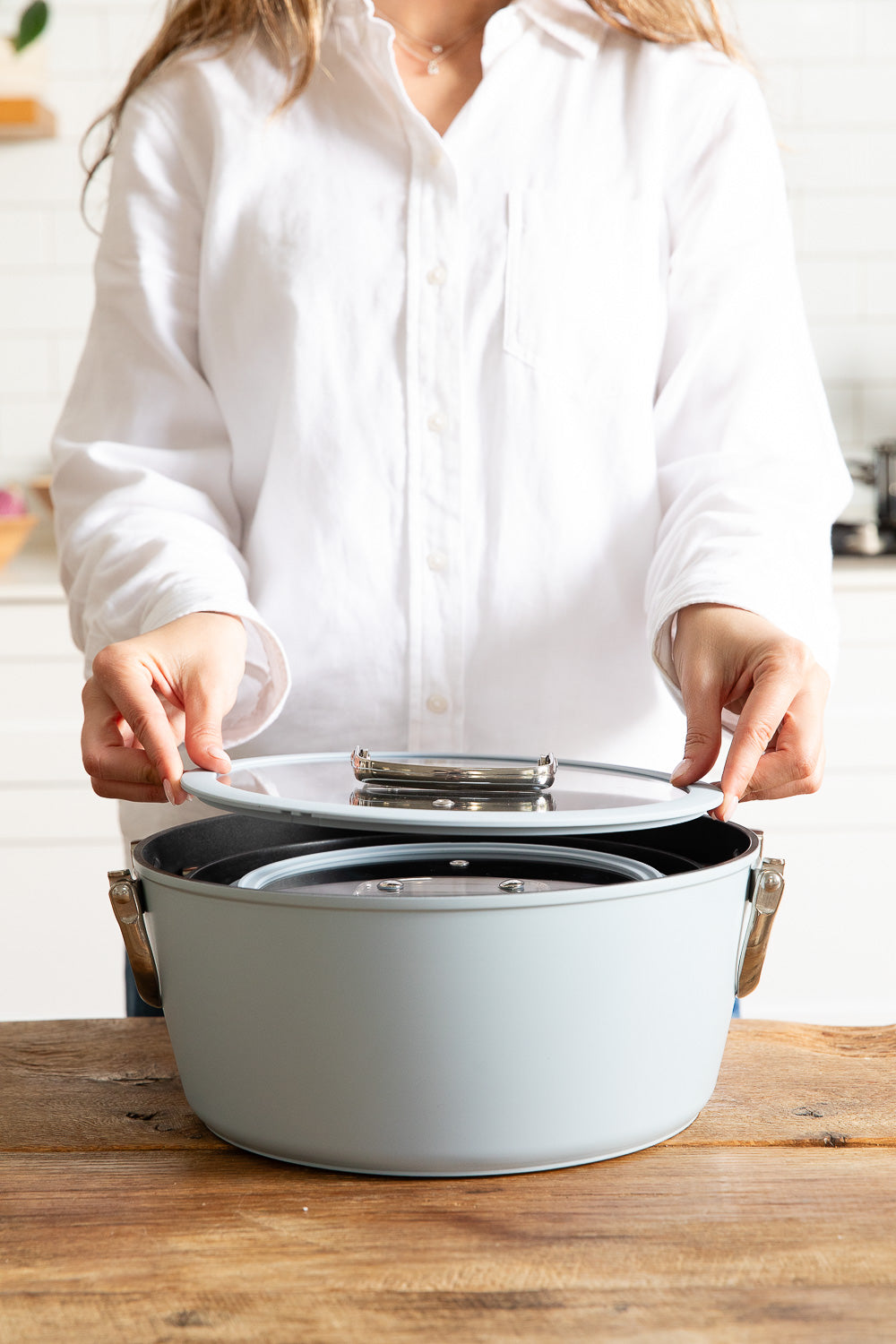 Premium Nesting Cookware Set with Foldable Handles