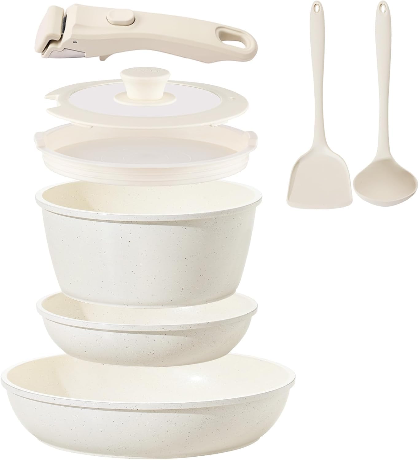 23Pcs Nonstick Ceramic Cookware Set with Detachable Handle