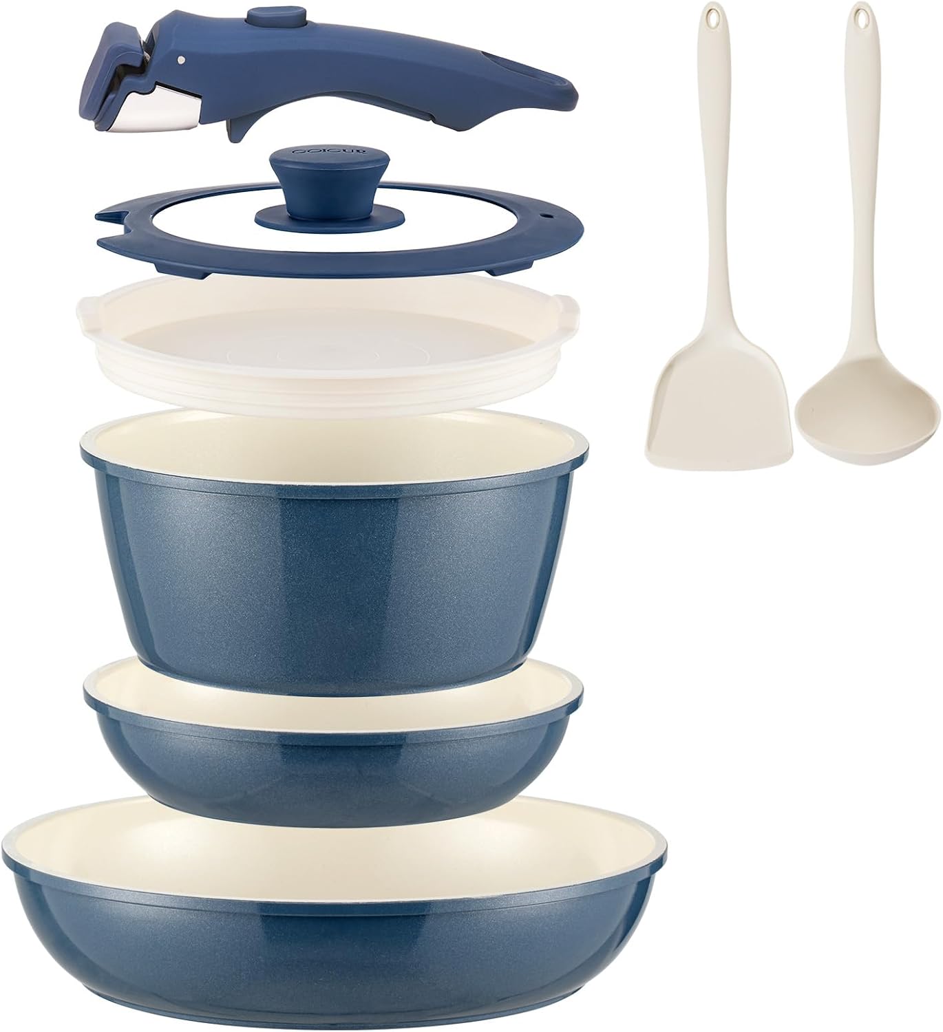 23Pcs Nonstick Ceramic Cookware Set with Detachable Handle