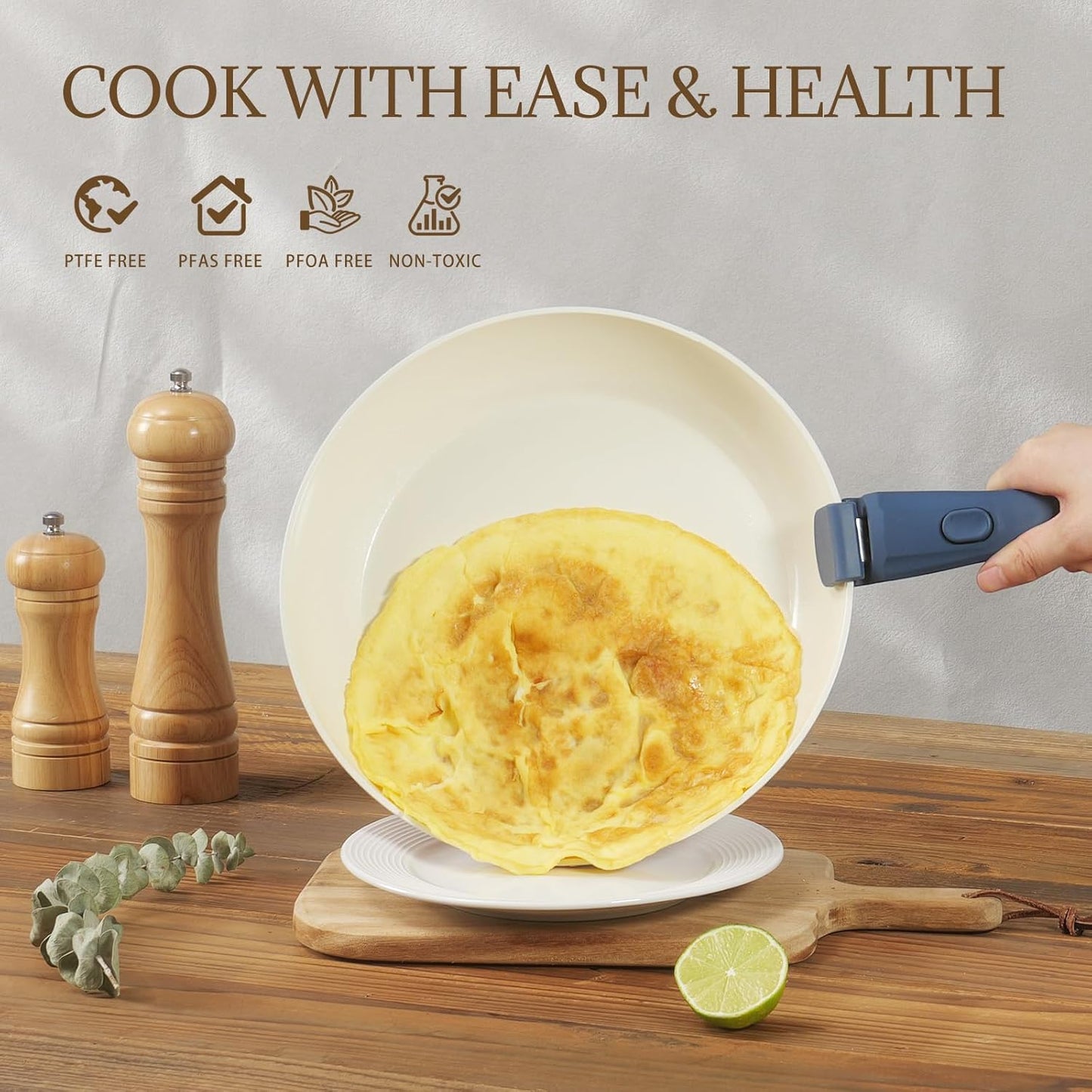 23Pcs Nonstick Ceramic Cookware Set with Detachable Handle