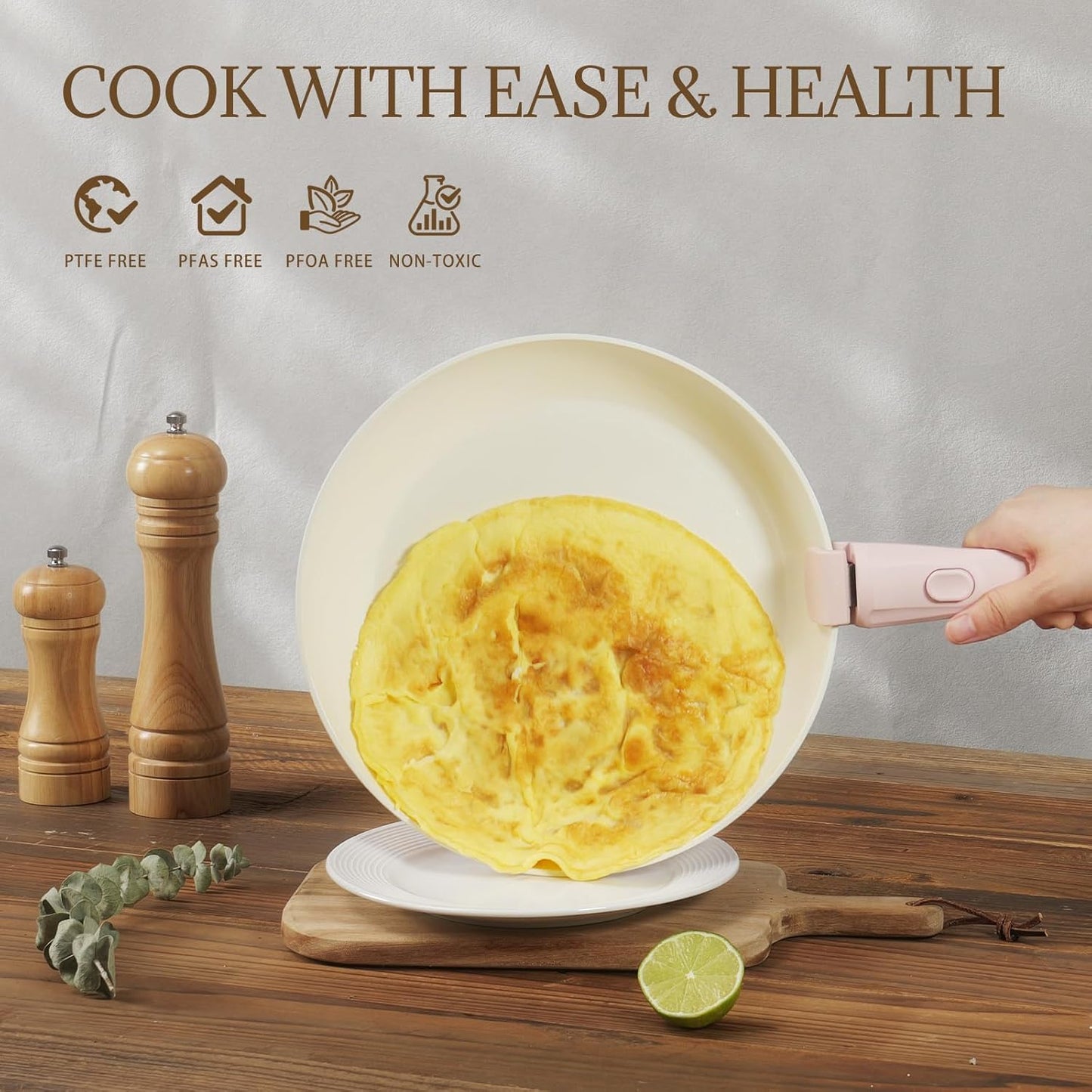 23Pcs Nonstick Ceramic Cookware Set with Detachable Handle