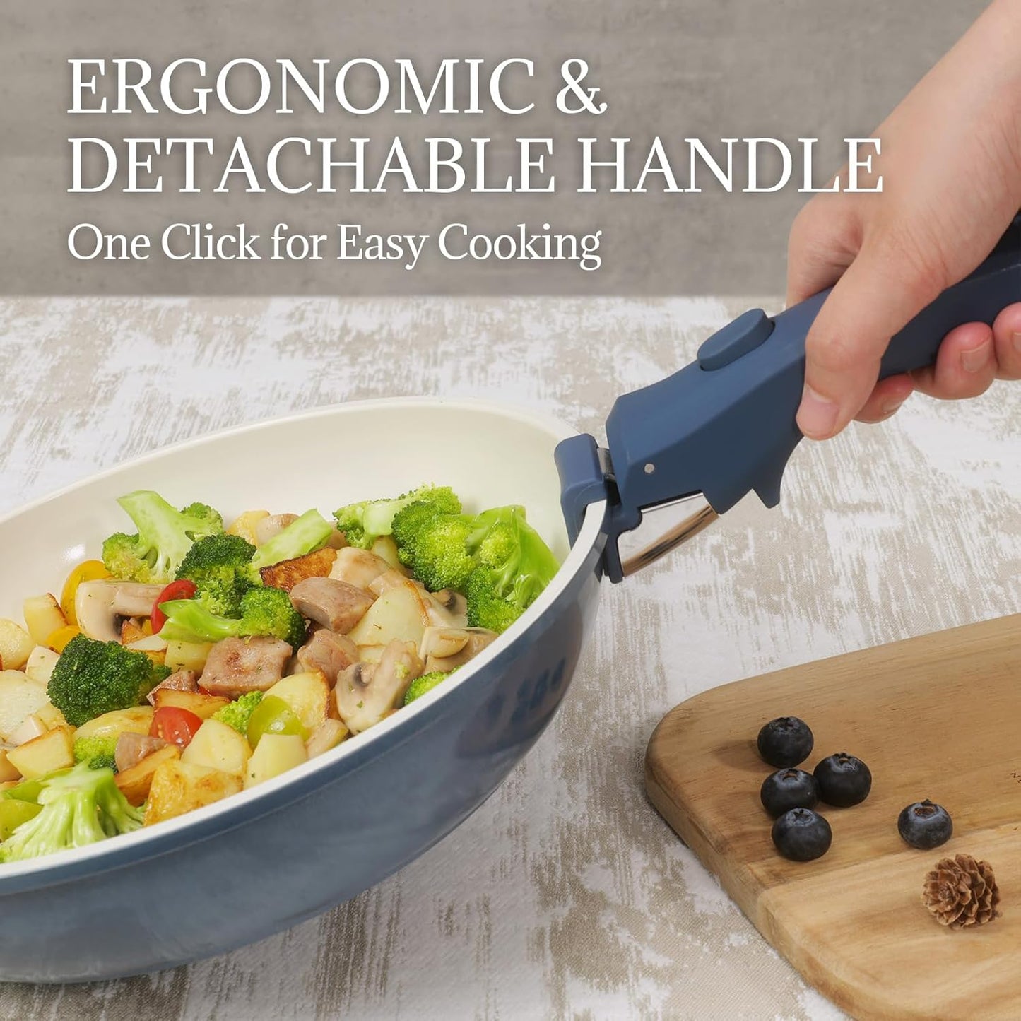 23Pcs Nonstick Ceramic Cookware Set with Detachable Handle