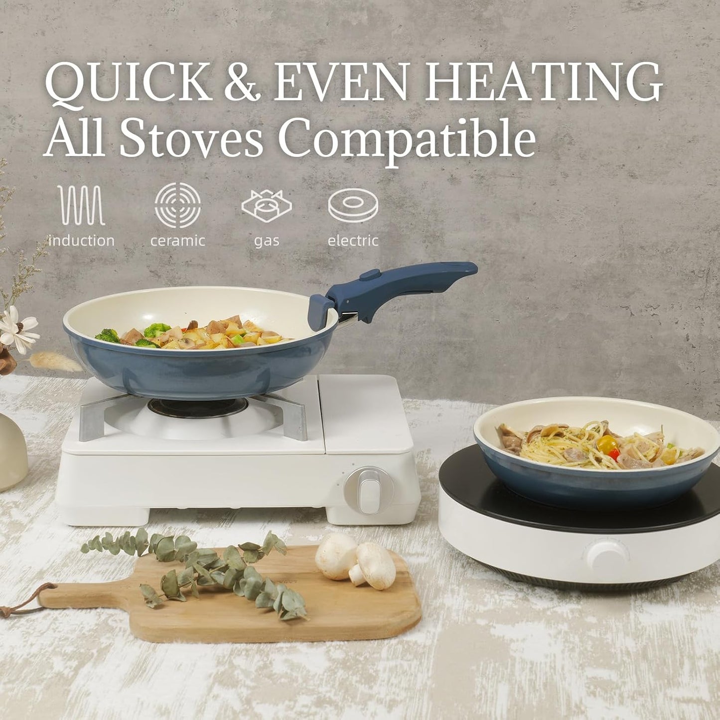 23Pcs Nonstick Ceramic Cookware Set with Detachable Handle