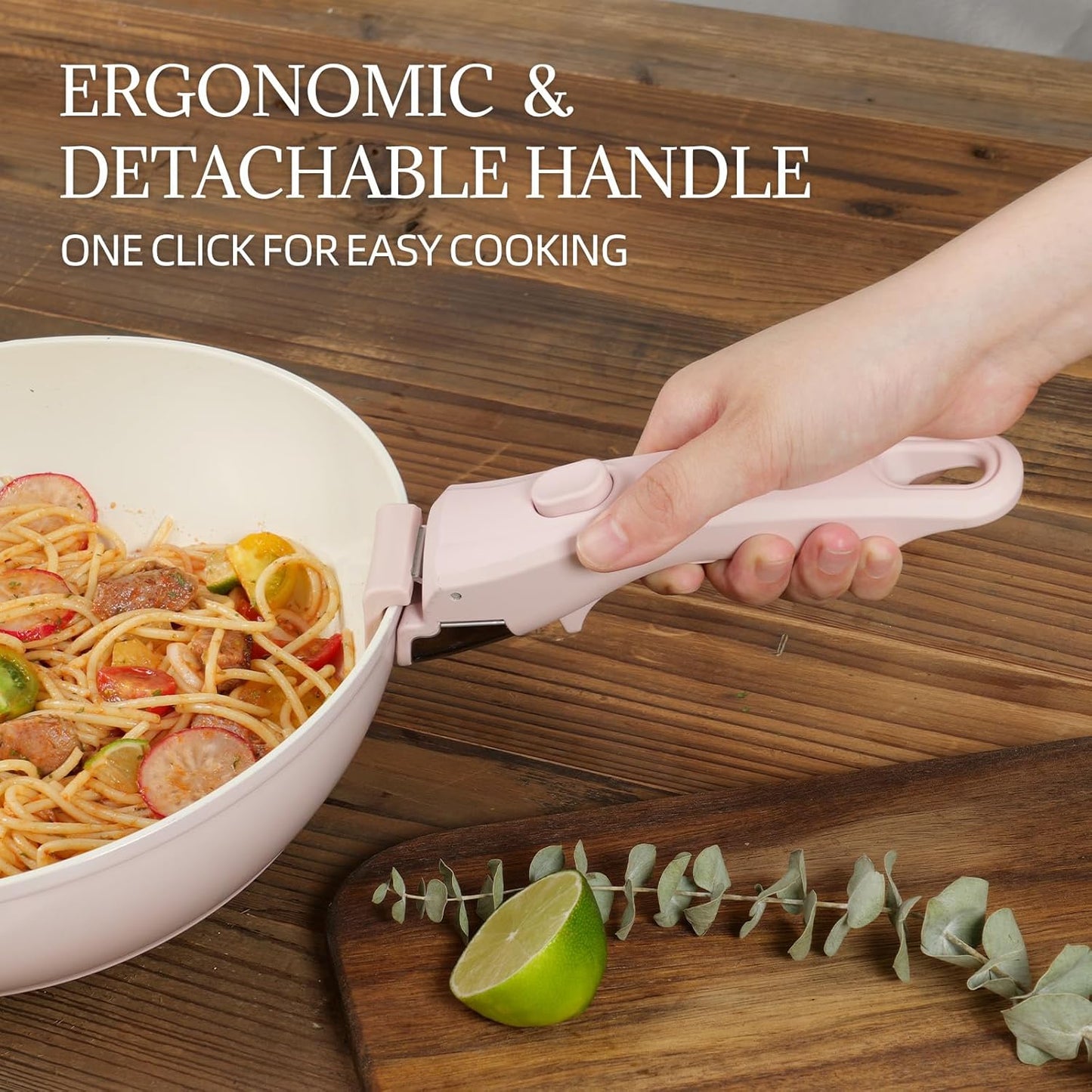 23Pcs Nonstick Ceramic Cookware Set with Detachable Handle