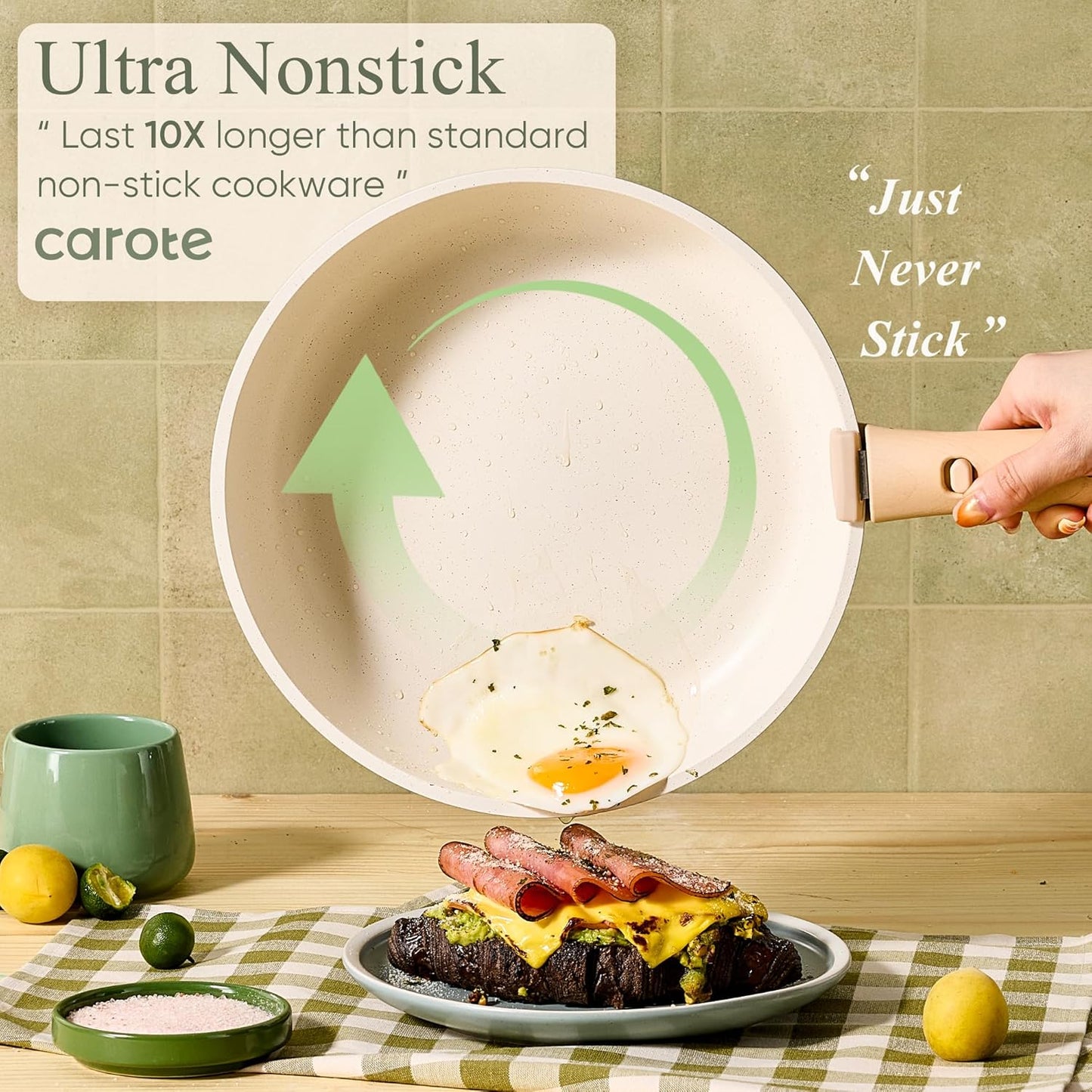 CAROTE 25pcs Nonstick Cookware Set with Detachable Handle