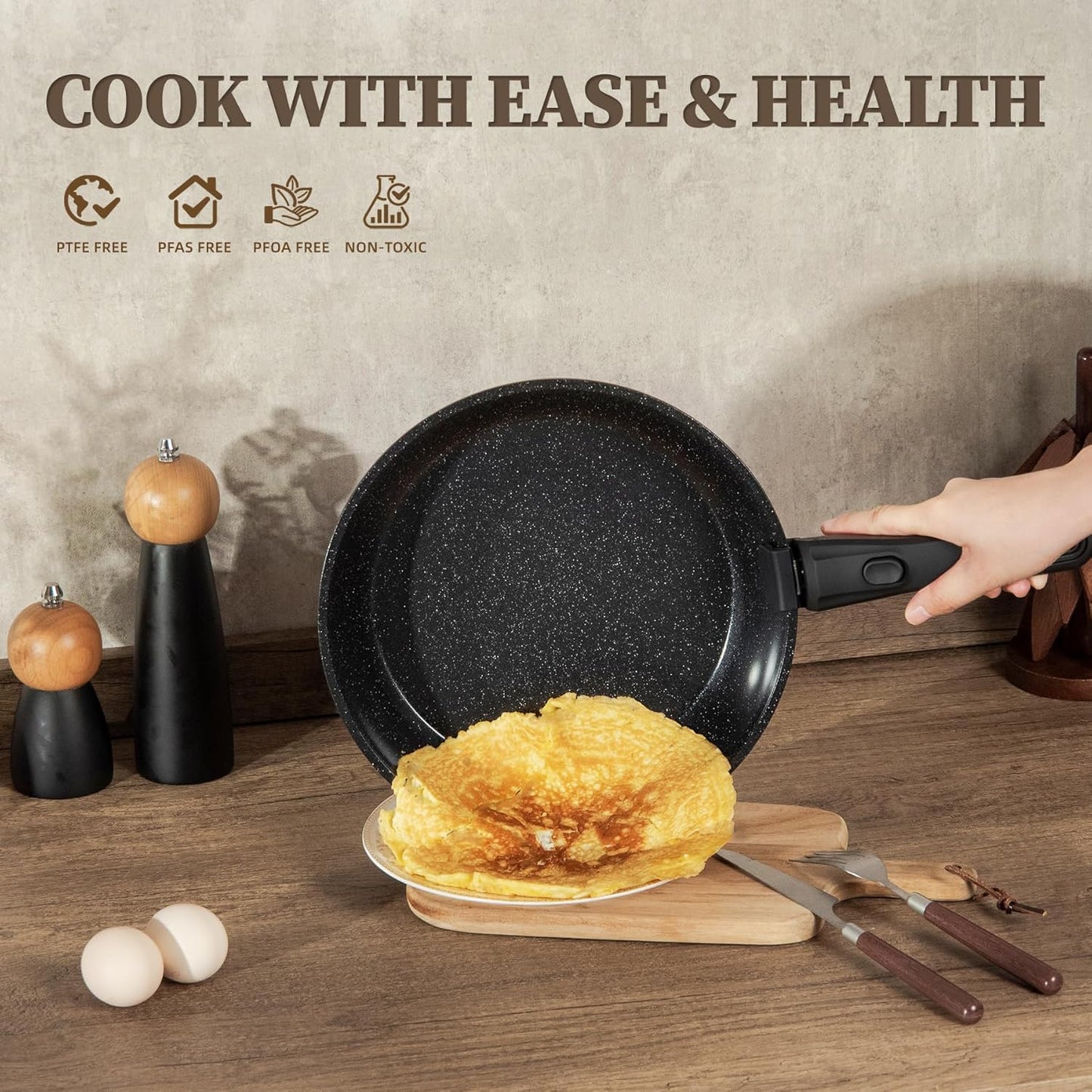 23Pcs Nonstick Ceramic Cookware Set with Detachable Handle