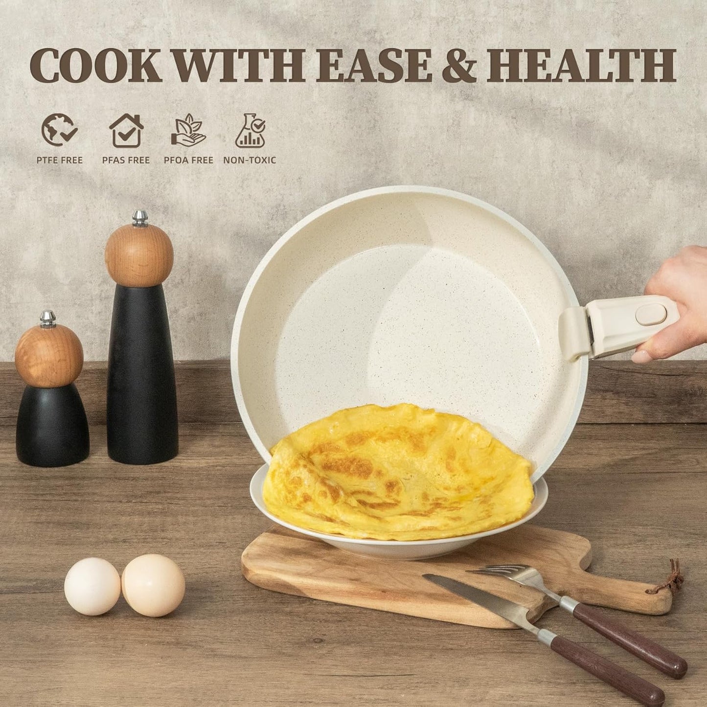 23Pcs Nonstick Ceramic Cookware Set with Detachable Handle