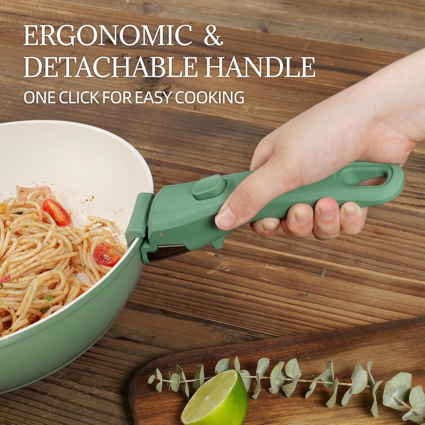 23Pcs Nonstick Ceramic Cookware Set with Detachable Handle